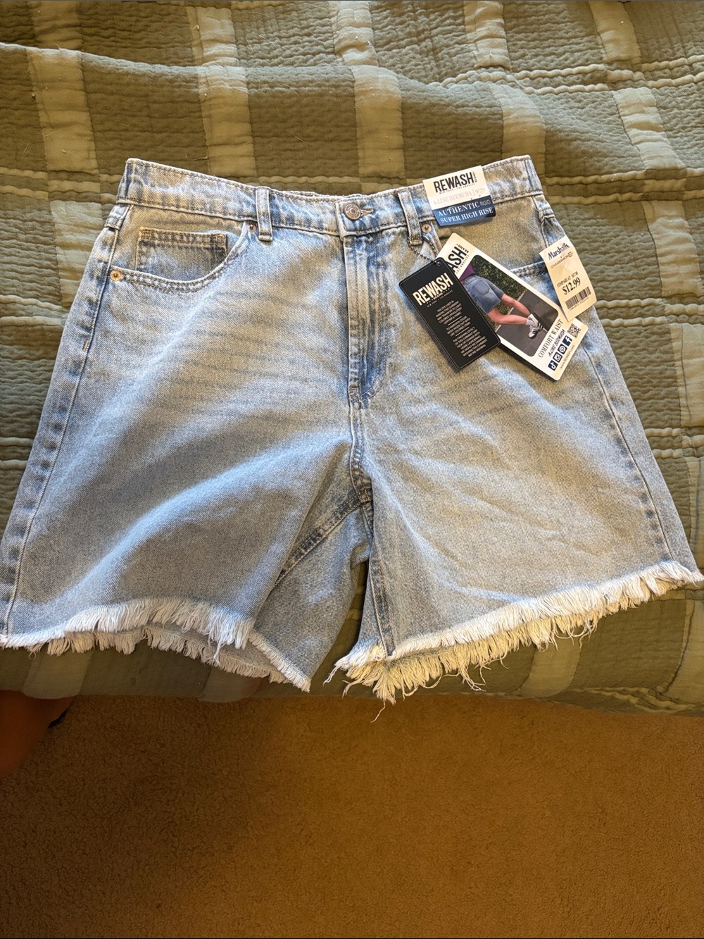 Rewash Light Blue Frayed Hem Denim Shorts
